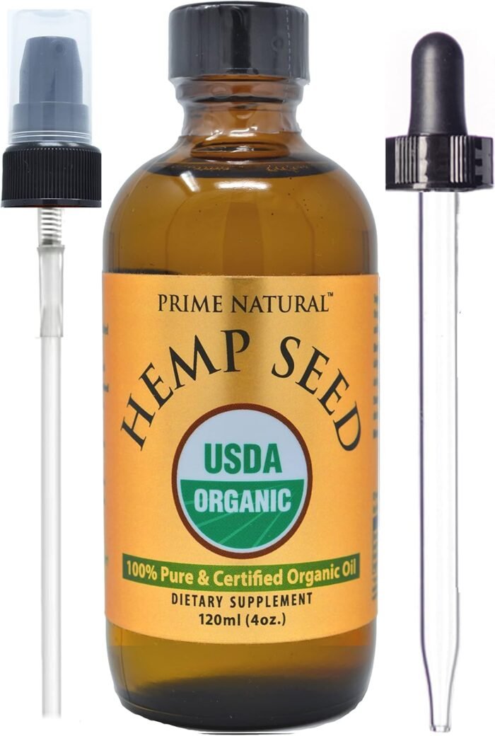 PRIME NATURAL Organic Hemp Seed Oil 4oz - Image 1