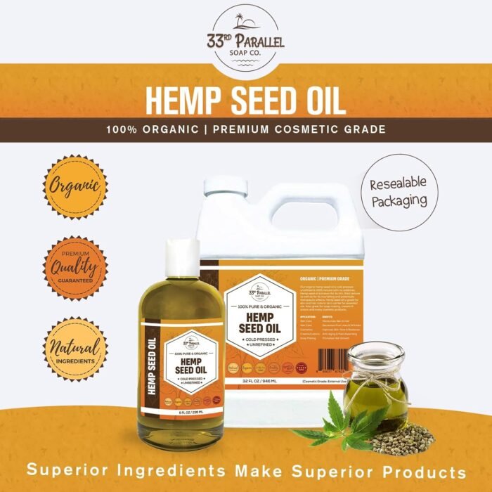 Organic Hemp Seed Oil (32 oz) Premium Co - Image 2