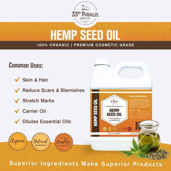Organic Hemp Seed Oil (32 oz) Premium Co - Image 3