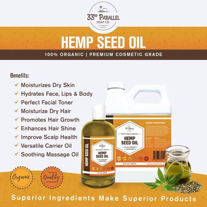 Organic Hemp Seed Oil (32 oz) Premium Co - Image 4