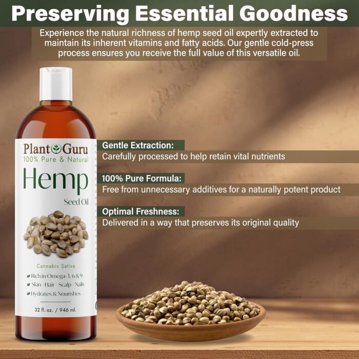Hemp Seed Oil 16 oz. Virgin, Unrefined 1 - Image 3