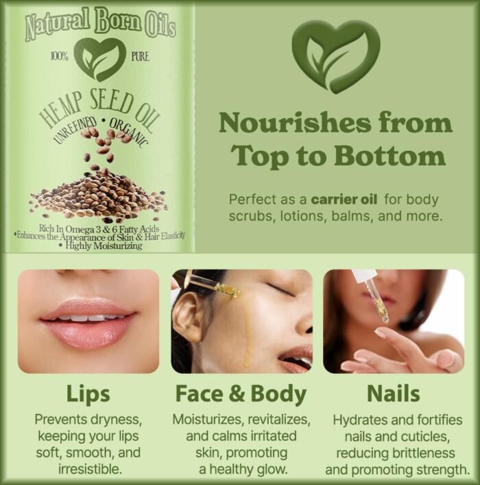 Natural Born Oils Hemp Seed Oil, 4oz, Or - Image 6