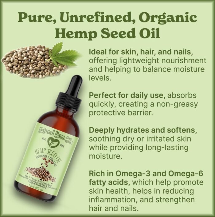Natural Born Oils Hemp Seed Oil, 2oz, Or - Image 2