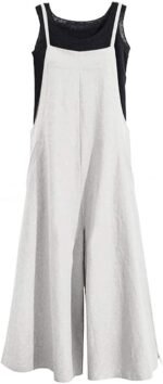 YESNO Women Casual Loose Long Bib Pants