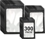 300 Pack 3 Sizes Resealable Mylar Bags F