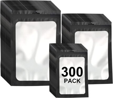 300 Pack 3 Sizes Resealable Mylar Bags F