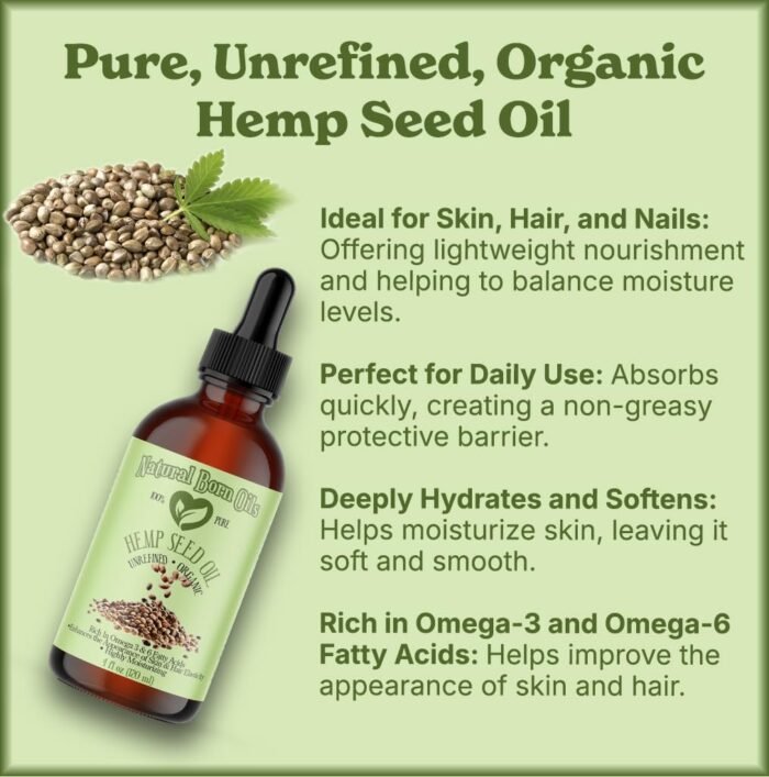 Natural Born Oils Hemp Seed Oil, 4oz, Or - Image 2
