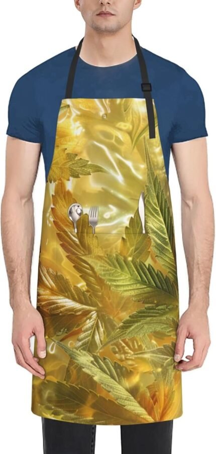 Golden Cannabis - Apron, with 2 Pockets,