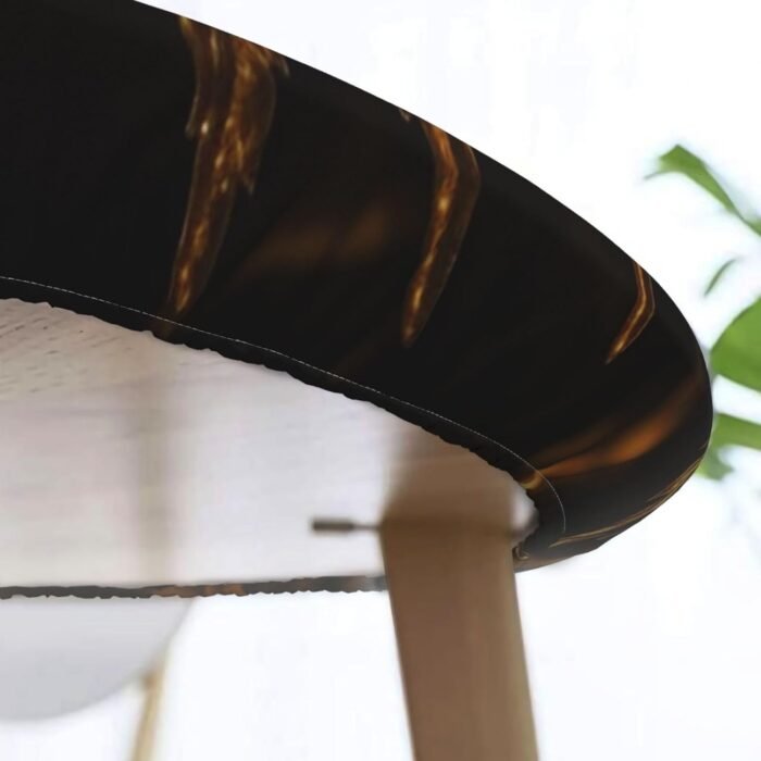 Golden Cannabis Tablecloth Round Fitted - Image 5