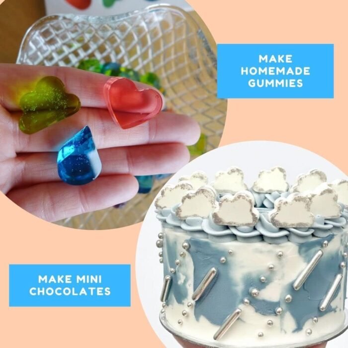 Mini Heart, Cloud & Raindrop Silicone Mo - Image 5