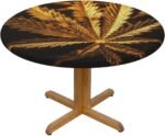 Golden Cannabis Tablecloth Round Fitted - Image 9