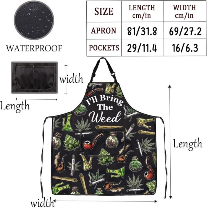 MNIGIU Weed Leaf Apron With Pockets I'll - Image 2