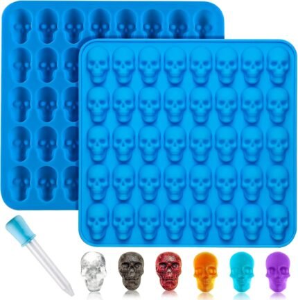 2Pcs Gummy Skull Candy Molds Silicone, C