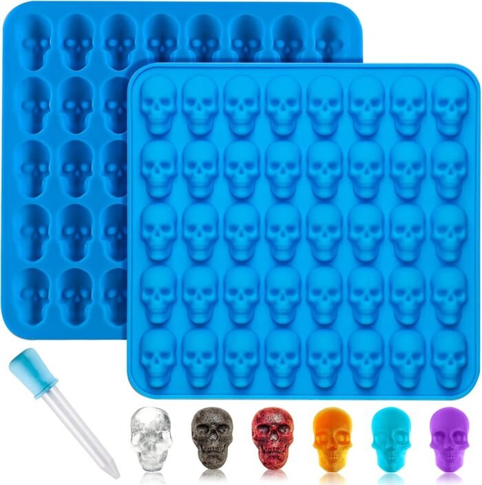 2Pcs Gummy Skull Candy Molds Silicone, C - Image 1