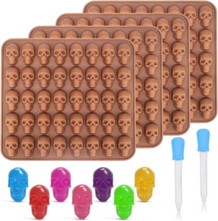 Juome Gummy Skull Molds Silicone, 4 Pack
