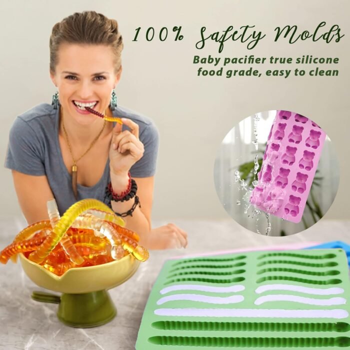 Large Gummy Bear and Worm Mold Silicone, - Image 3