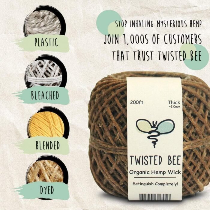 100% Organic Hemp Wick with Natural Bees - Image 6
