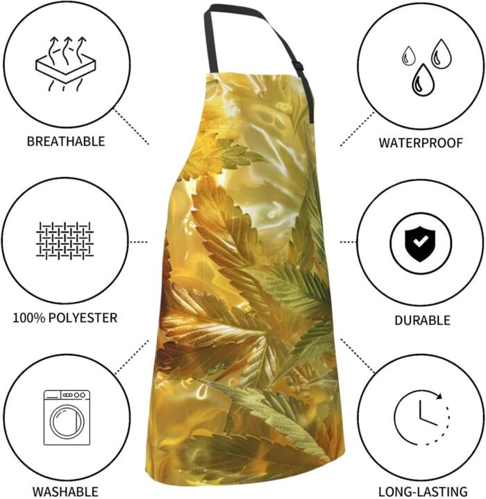 Golden Cannabis - Apron, with 2 Pockets, - Image 6