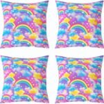 Manfei Rainbow Pillow Case Cover,Purple