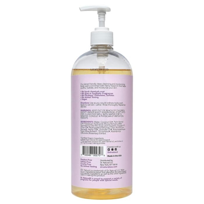 Dr. Natural Hemp Body Wash, Lavender, 32 - Image 8