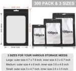 300 Pack 3 Sizes Resealable Mylar Bags F - Image 2