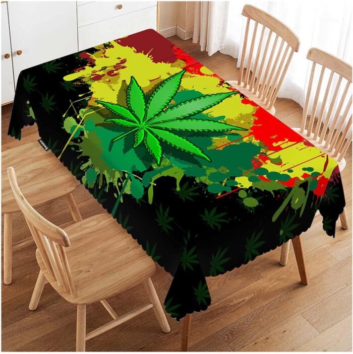 Swono Marijuana Leaf Rectangular Tablecl - Image 1