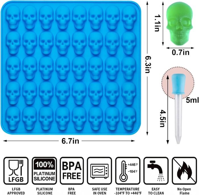 Sidosir 4Pcs Gummy Skull Chocolate Molds - Image 2