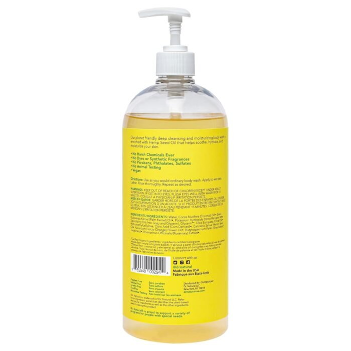 Dr. Natural Hemp Body Wash, Citrus, 32 o - Image 8