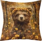 Wild Bear Throw Pillow Cover Brown Anima