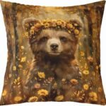 Wild Bear Throw Pillow Cover Brown Anima