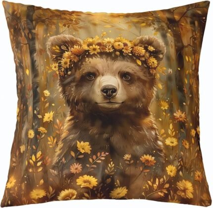Wild Bear Throw Pillow Cover Brown Anima