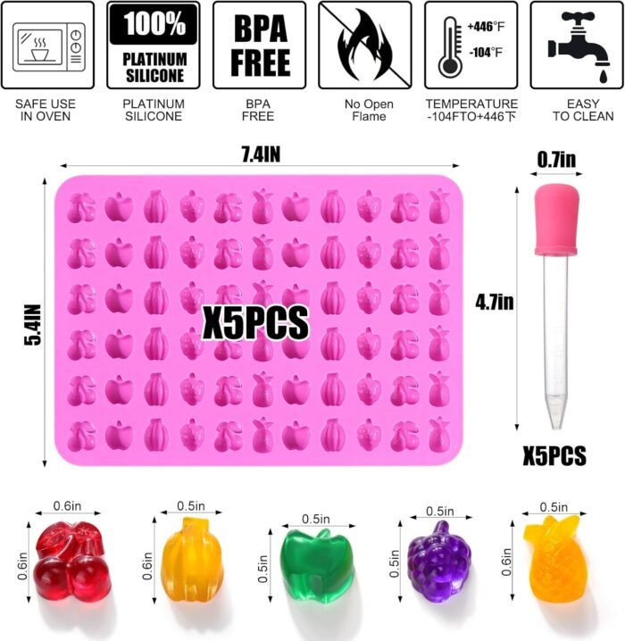 Mity rain 5pcs Fruit Snack Molds Silicon - Image 2