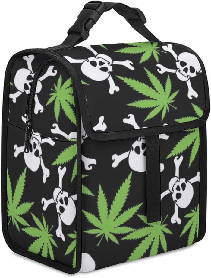 Cannabis Skull Printed Lunch Bag Made of - Image 1