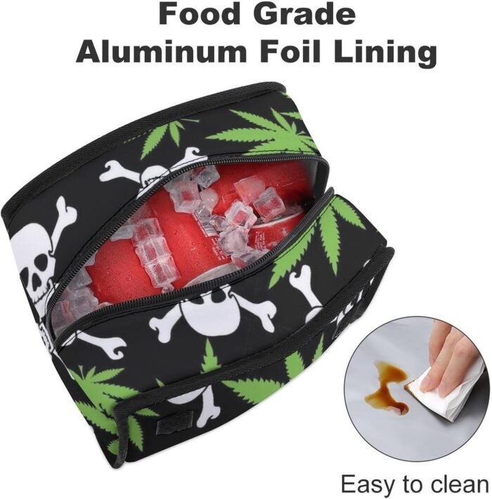 Cannabis Skull Printed Lunch Bag Made of - Image 4