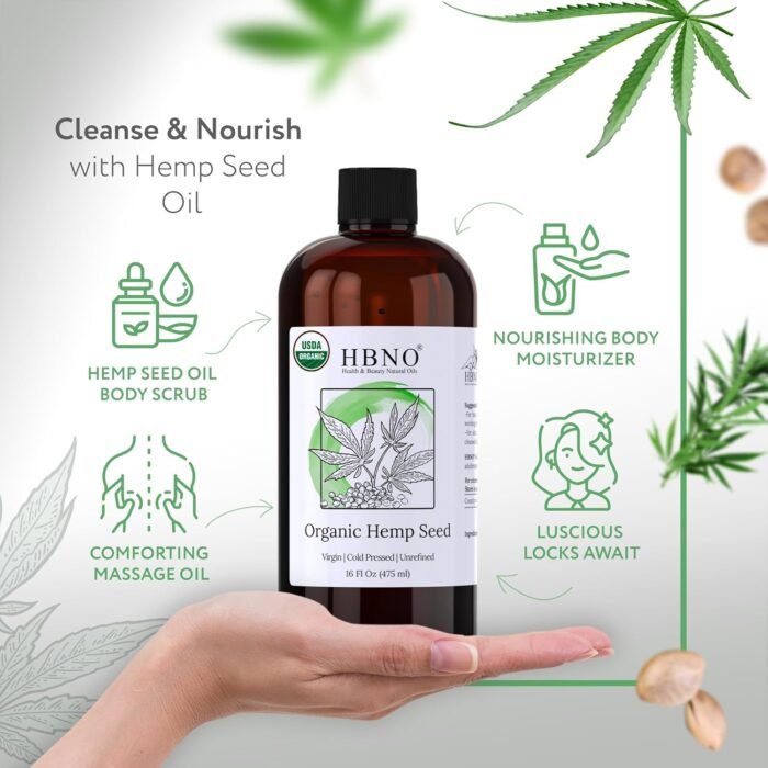 HBNO Organic Hemp Seed Oil -16 OZ (475ml - Image 2