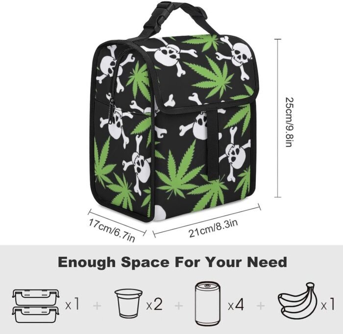 Cannabis Skull Printed Lunch Bag Made of - Image 2