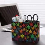 Colorful Cannabis Leaves Pen Holder PU P - Image 5