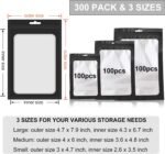 300 Pack 3 Sizes Resealable Mylar Bags F - Image 3