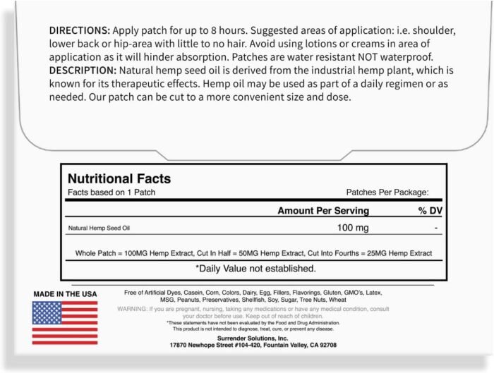 Topical Pain Patch - Zero THC - 30 Patch - Image 2