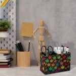 Colorful Cannabis Leaves Pen Holder PU P - Image 6