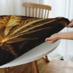 Golden Cannabis Tablecloth Round Fitted - Image 4