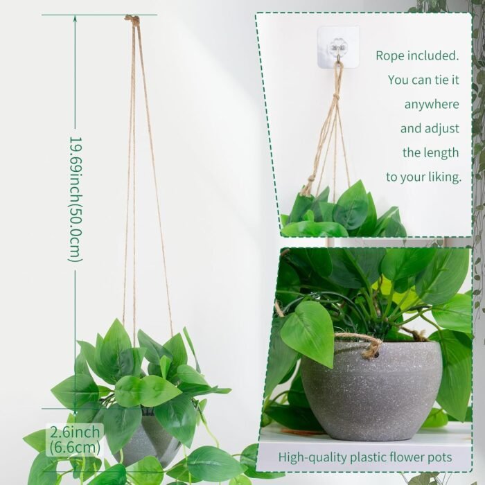 Fake Hanging Plant with Pot, Artificial - Image 3