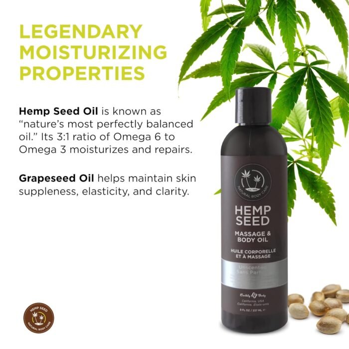 Hemp Seed Massage & Body Oil, Unscented - Image 3