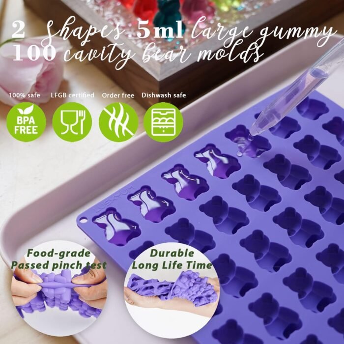 Large Gummy Bear and Worm Mold Silicone, - Image 2