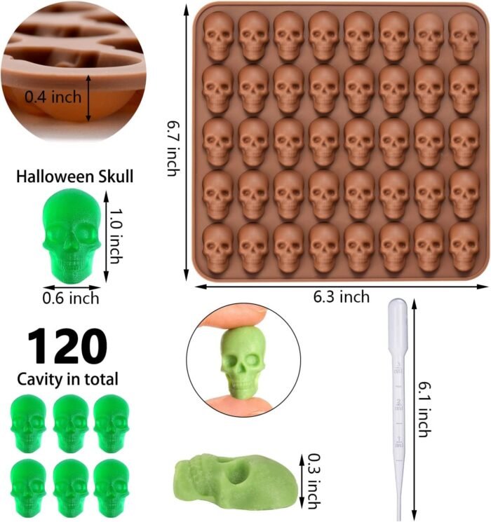 3 Pack Gummy Skull Silicone Candy Molds, - Image 6