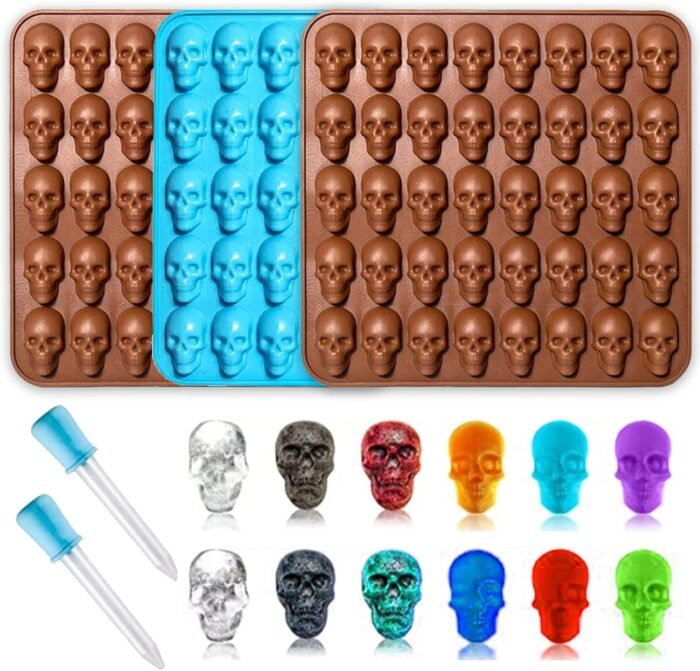 Gummy Skull Candy Molds,3-Pack 40 Cavity - Image 1