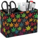 Colorful Cannabis Leaves Pen Holder PU P