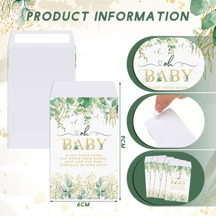 Ctosree 24 Sets Sage Green Baby Shower P - Image 2