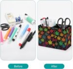 Colorful Cannabis Leaves Pen Holder PU P - Image 3