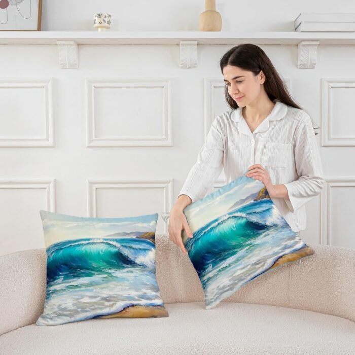 Castle Fairy Ocean Beach Throw Pillow Co - Image 3